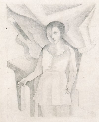 Jong meisje en gitaar door Juan Gris